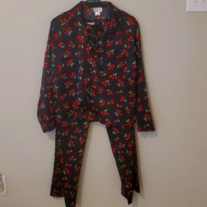 Cherry silky/satin women's pajama set size large